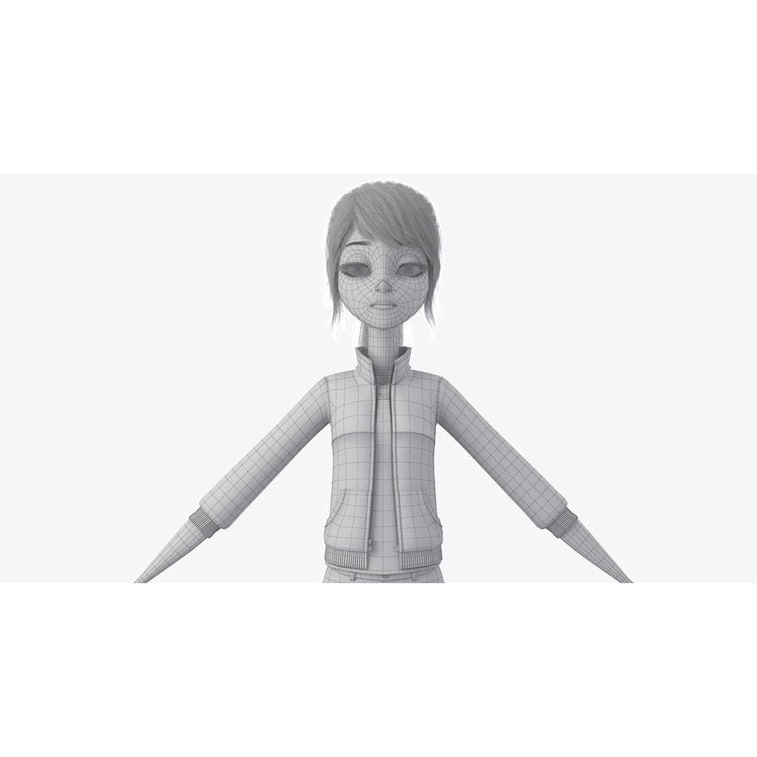 Cartoon Moto Girl Rigged 3D Model – High-Quality Character Asset, FBX - View 45