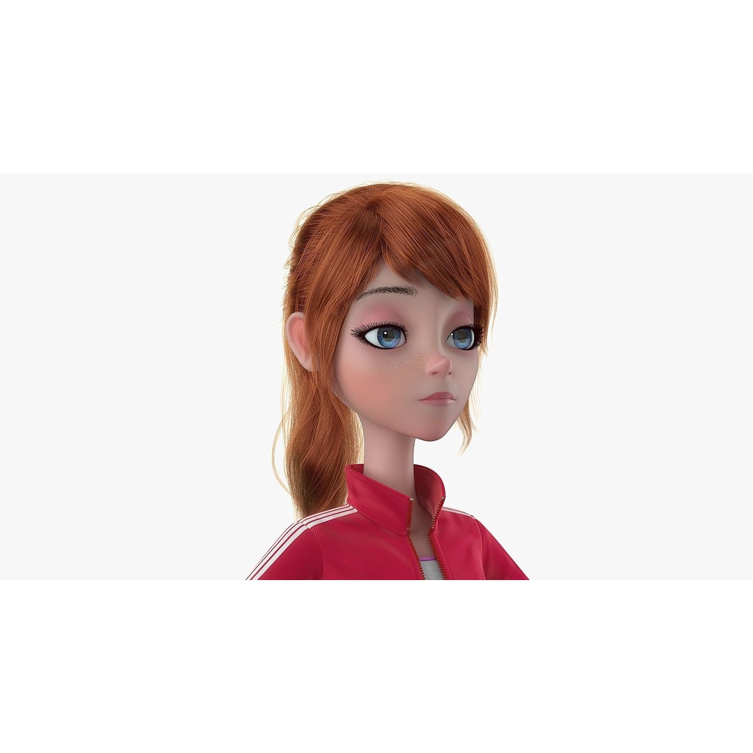 Cartoon Moto Girl Rigged 3D Model – High-Quality Character Asset, FBX - View 6