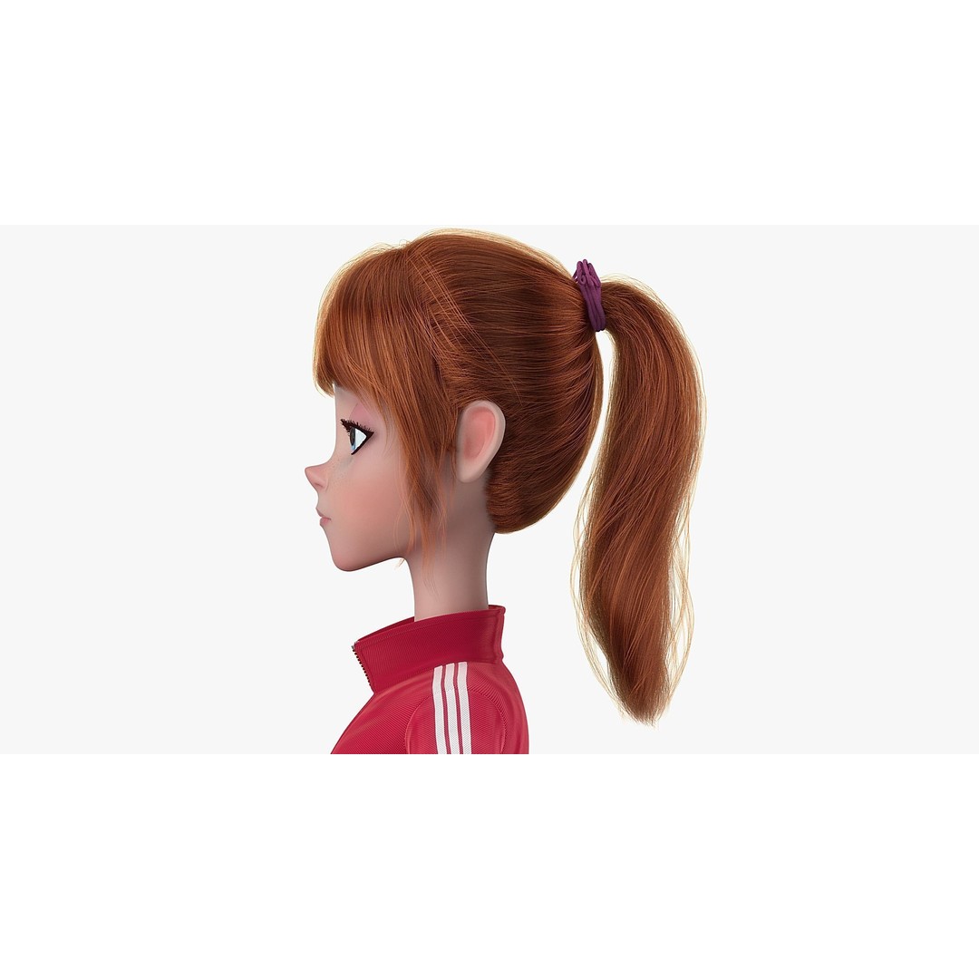 Cartoon Moto Girl Rigged 3D Model – High-Quality Character Asset, FBX - View 7