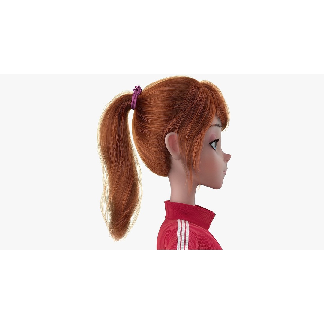 Cartoon Moto Girl Rigged 3D Model – High-Quality Character Asset, FBX - View 9