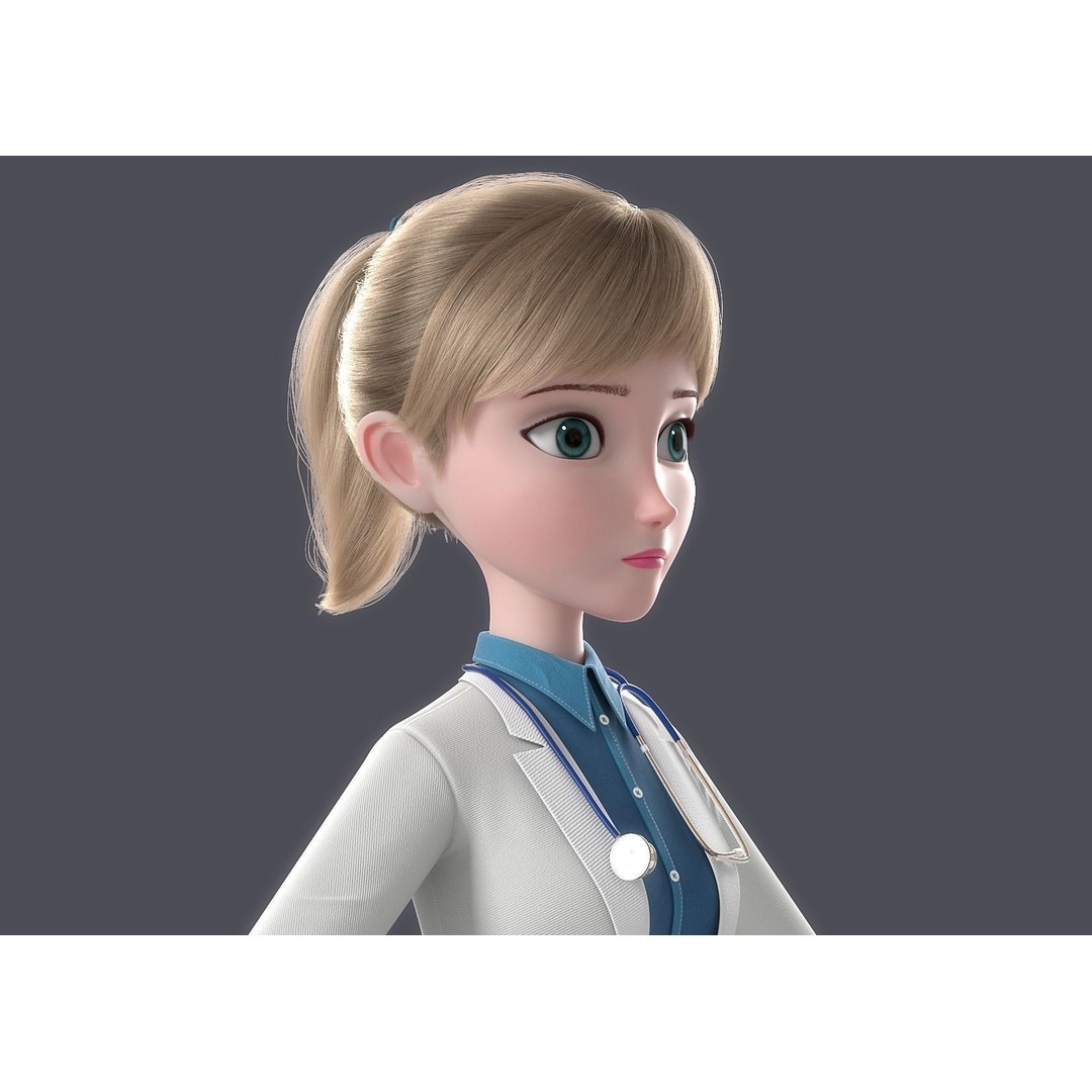 Cartoon Doctor 3D Model – Rigged Character with PBR Textures - View 10