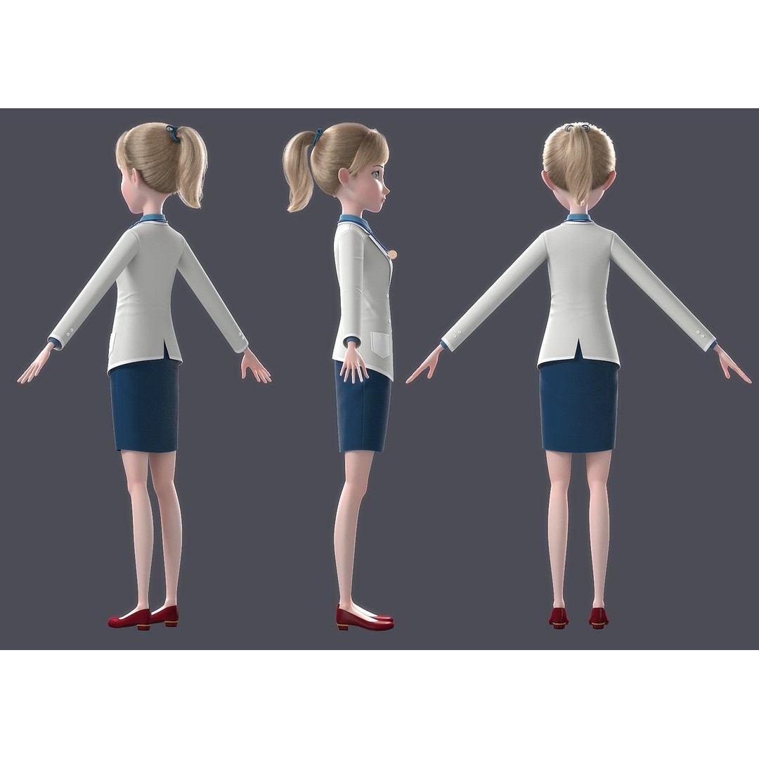 Cartoon Doctor 3D Model – Rigged Character with PBR Textures - View 15