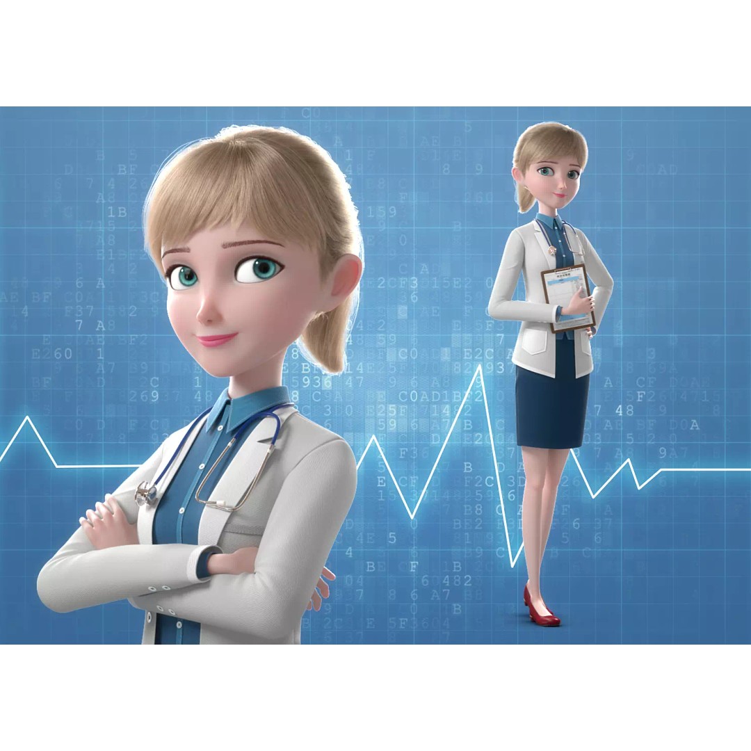 Cartoon Doctor 3D Model – Rigged Character with PBR Textures - View 2