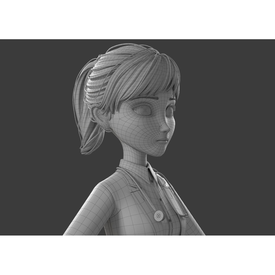 Cartoon Doctor 3D Model – Rigged Character with PBR Textures - View 23