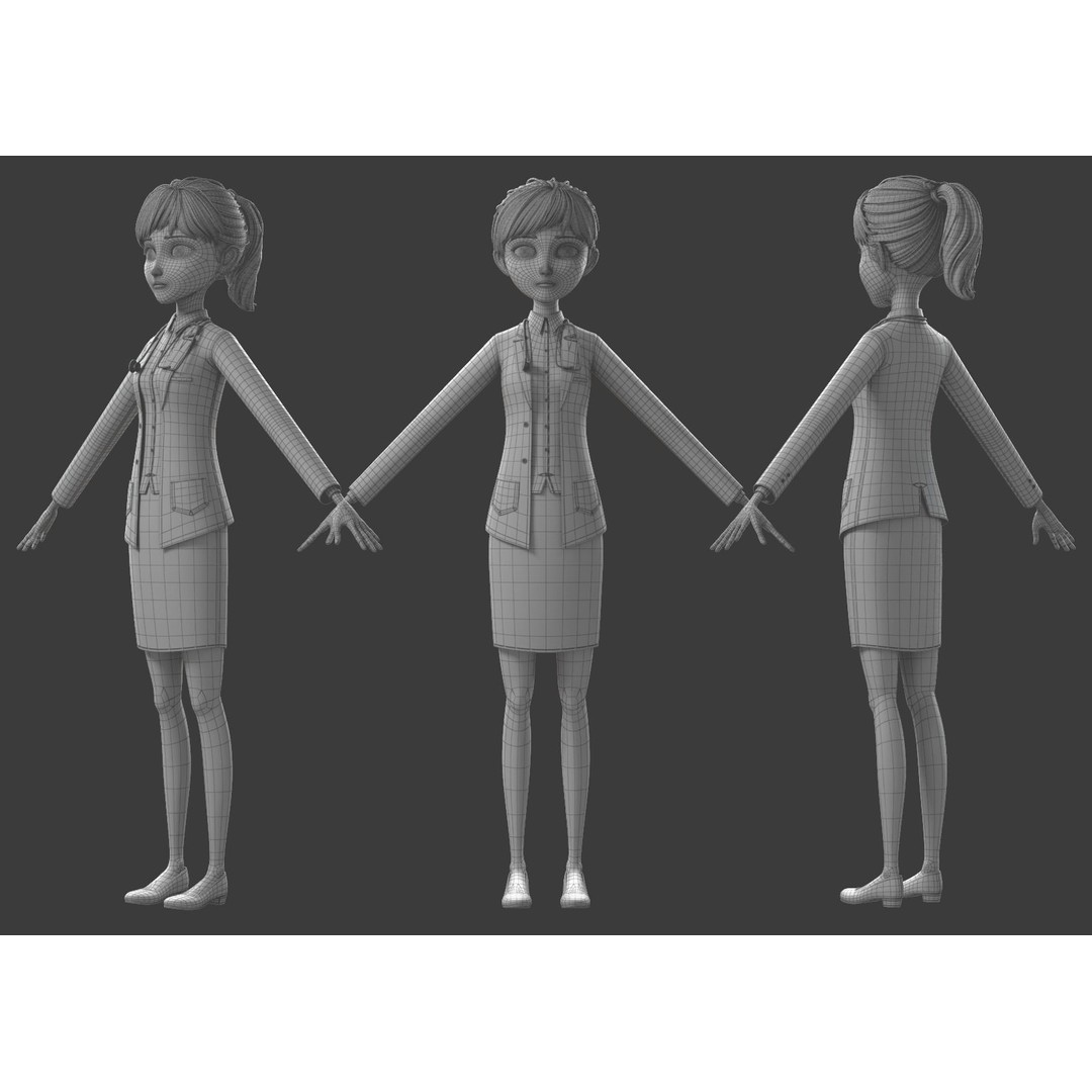Cartoon Doctor 3D Model – Rigged Character with PBR Textures - View 24