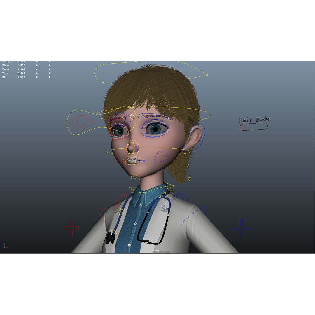 Cartoon Doctor 3D Model – Rigged Character with PBR Textures - View 26