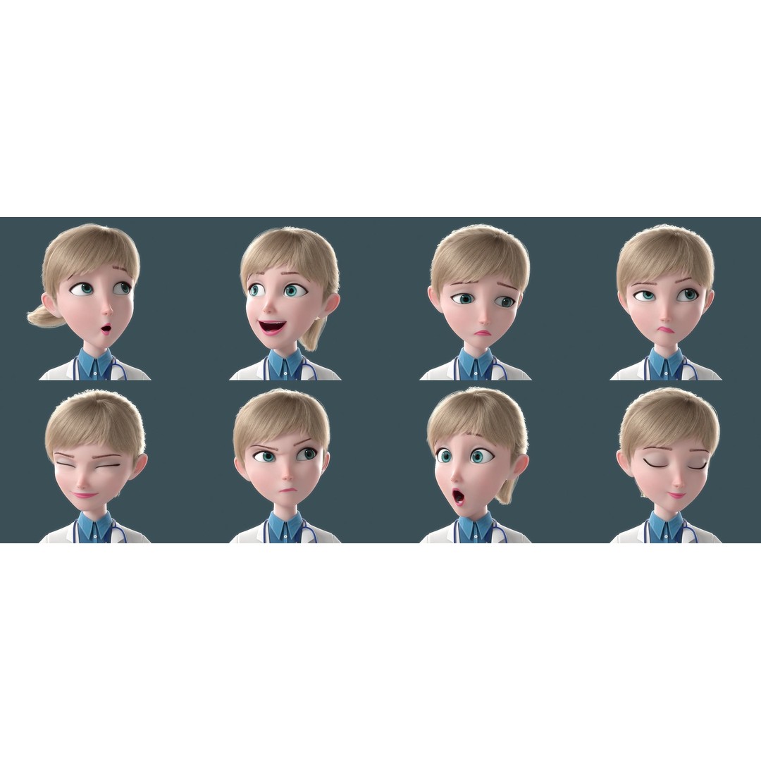 Cartoon Doctor 3D Model – Rigged Character with PBR Textures - View 3