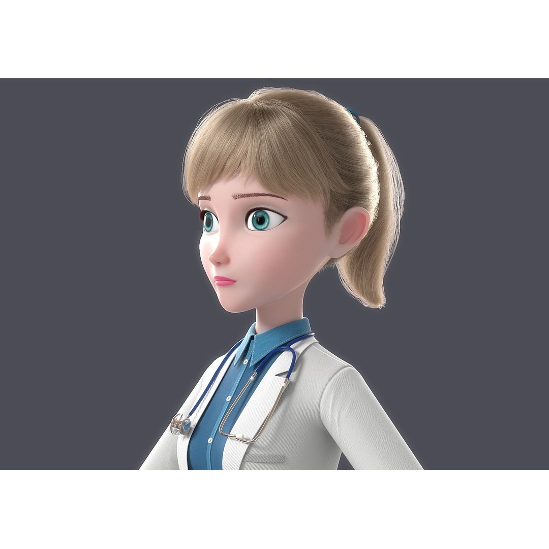 Cartoon Doctor 3D Model – Rigged Character with PBR Textures - View 4