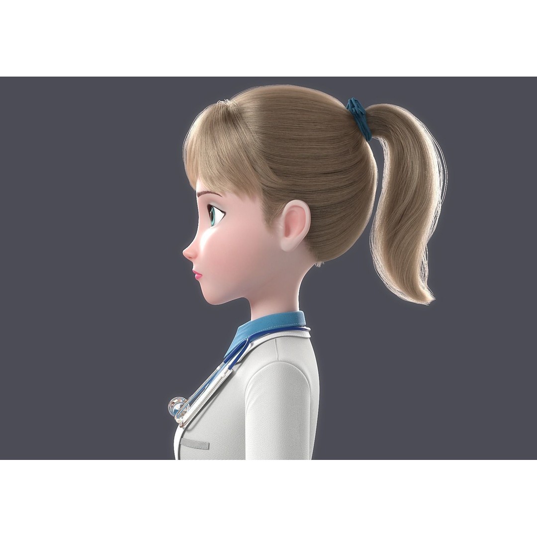 Cartoon Doctor 3D Model – Rigged Character with PBR Textures - View 6