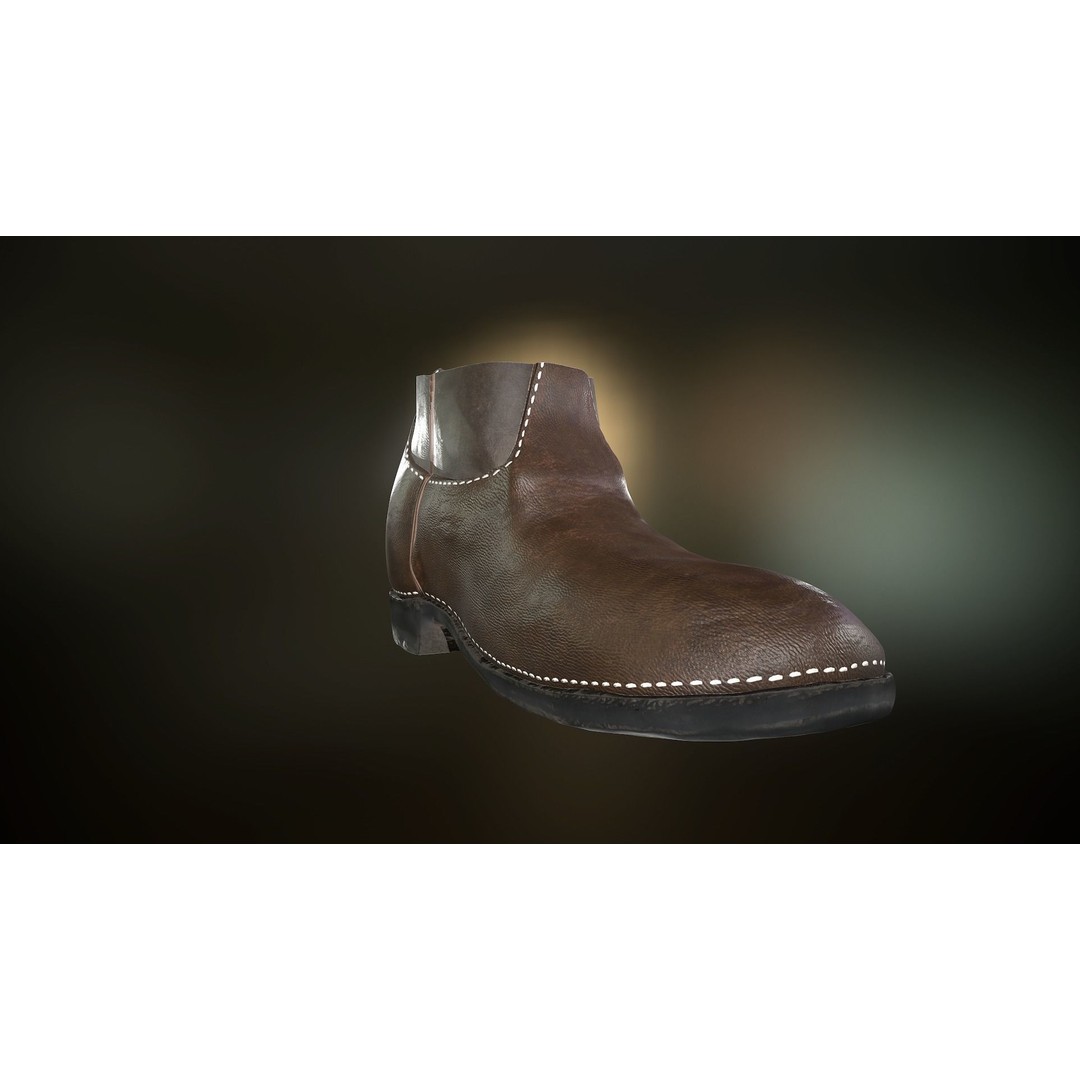 Brown Leather Boots 3D Model – Low Poly PBR Game Asset, FBX, OBJ - View 10
