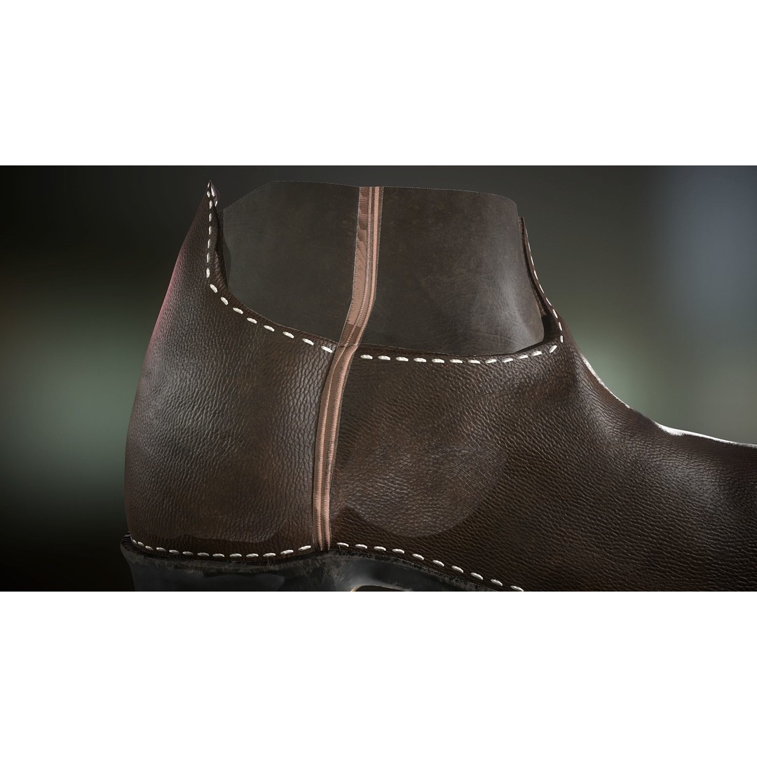 Brown Leather Boots 3D Model – Low Poly PBR Game Asset, FBX, OBJ - View 13