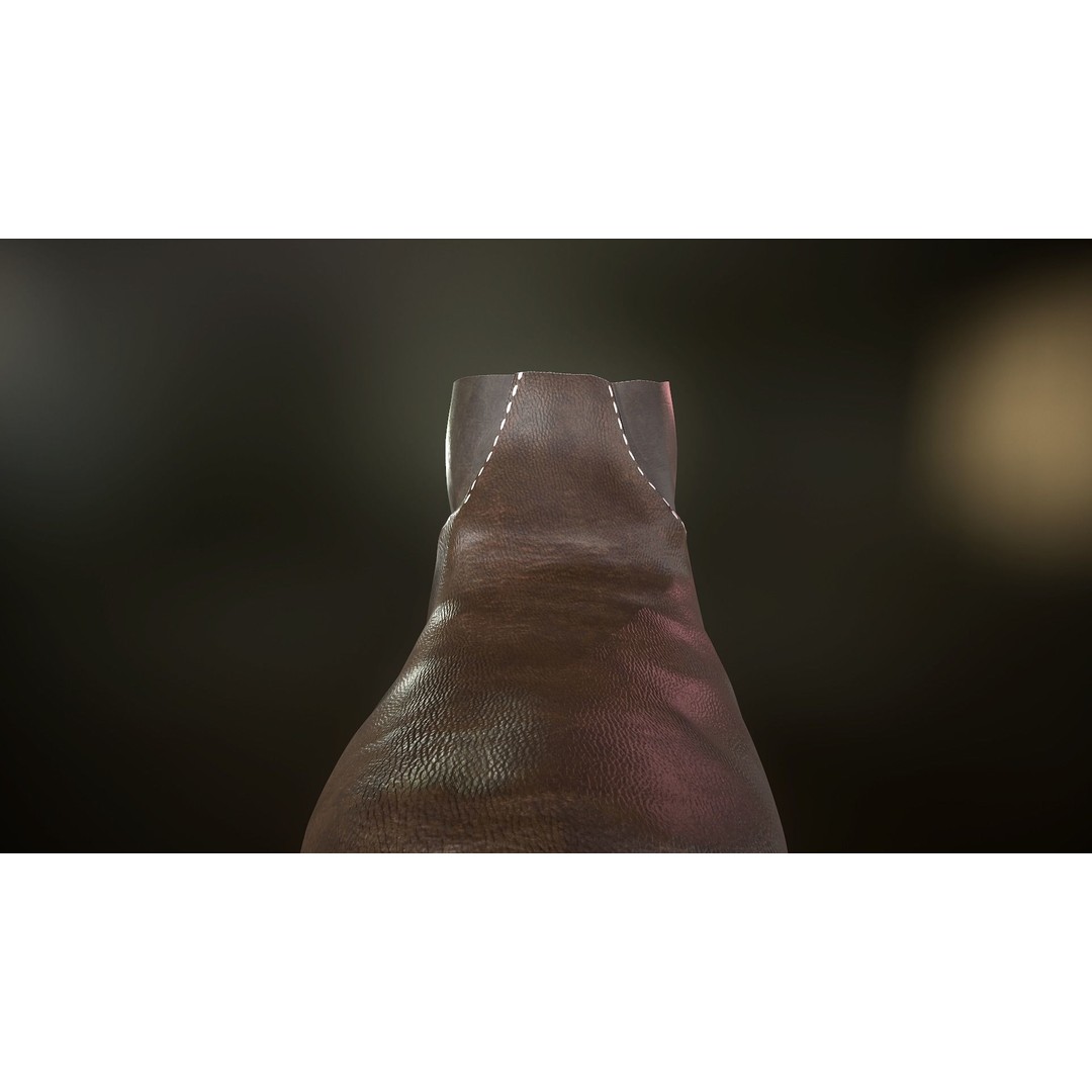 Brown Leather Boots 3D Model – Low Poly PBR Game Asset, FBX, OBJ - View 14