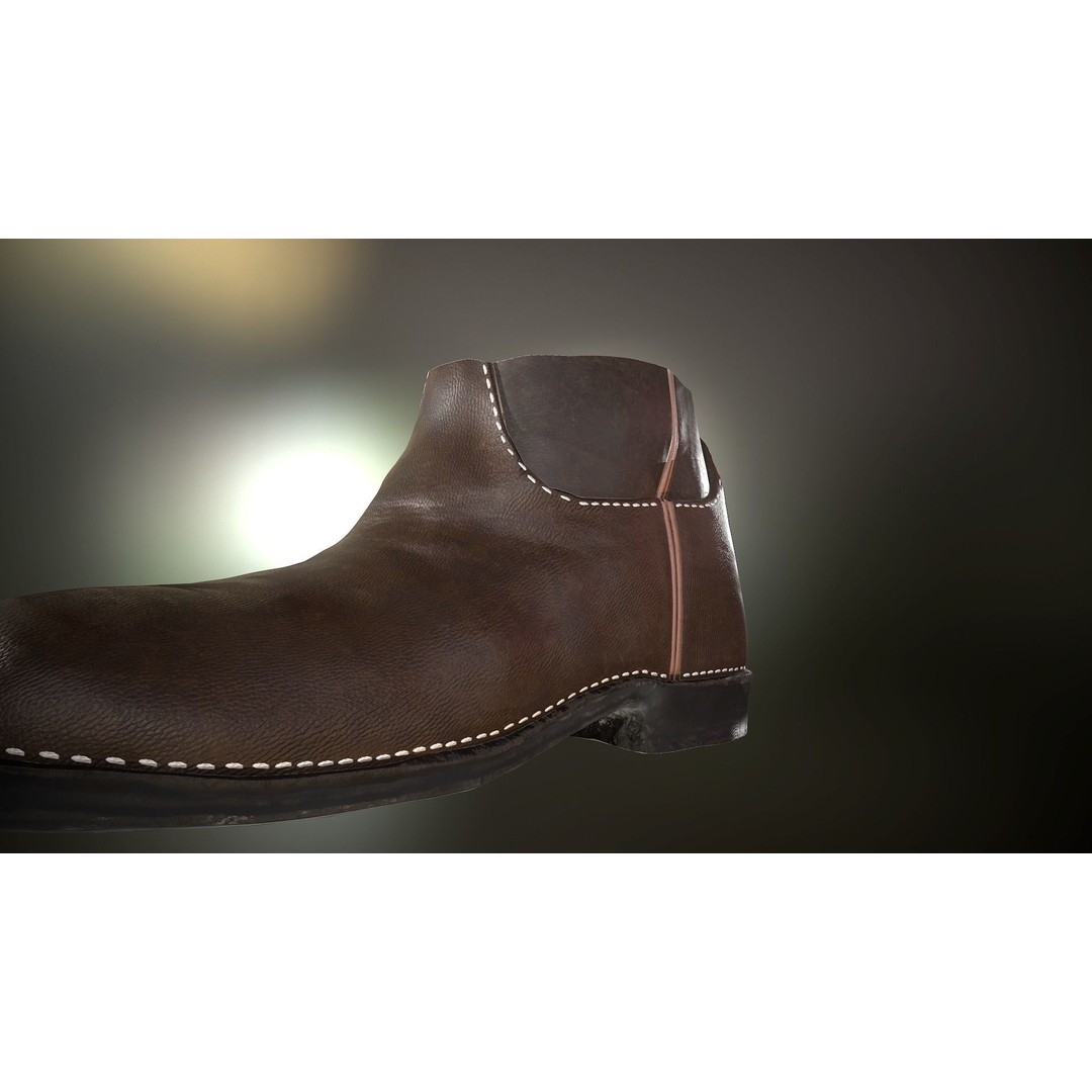 Brown Leather Boots 3D Model – Low Poly PBR Game Asset, FBX, OBJ - View 15