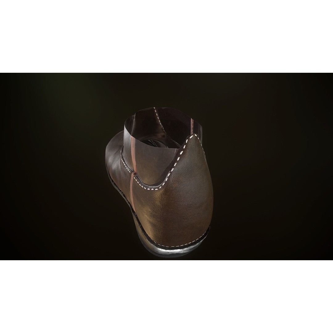 Brown Leather Boots 3D Model – Low Poly PBR Game Asset, FBX, OBJ - View 16