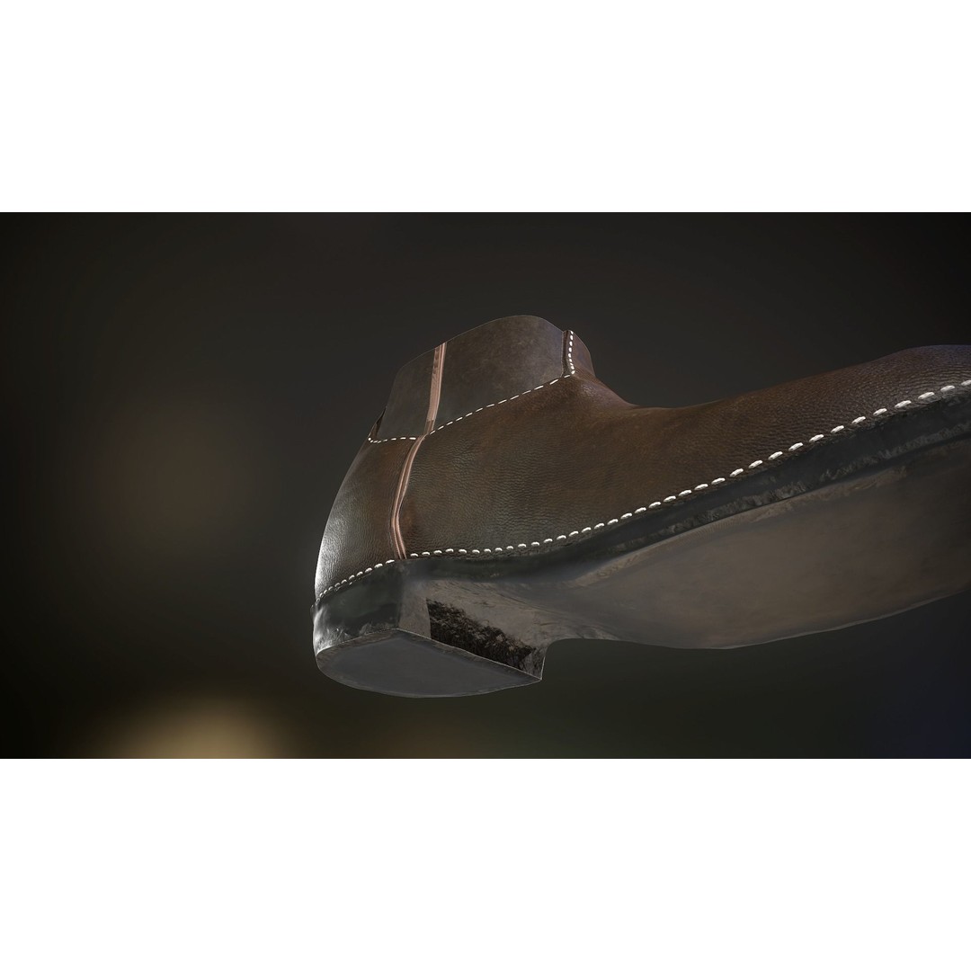 Brown Leather Boots 3D Model – Low Poly PBR Game Asset, FBX, OBJ - View 18