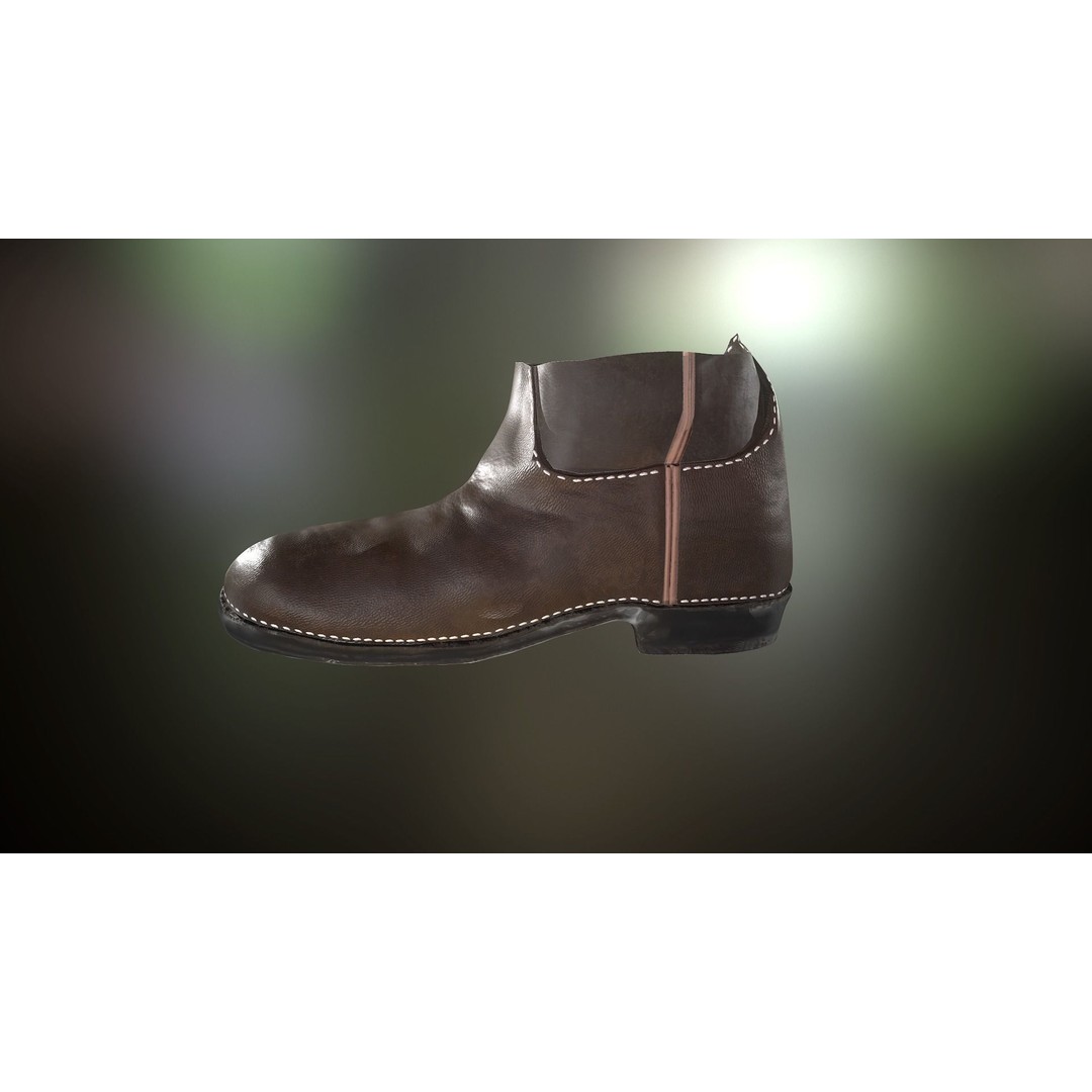 Brown Leather Boots 3D Model – Low Poly PBR Game Asset, FBX, OBJ - View 22