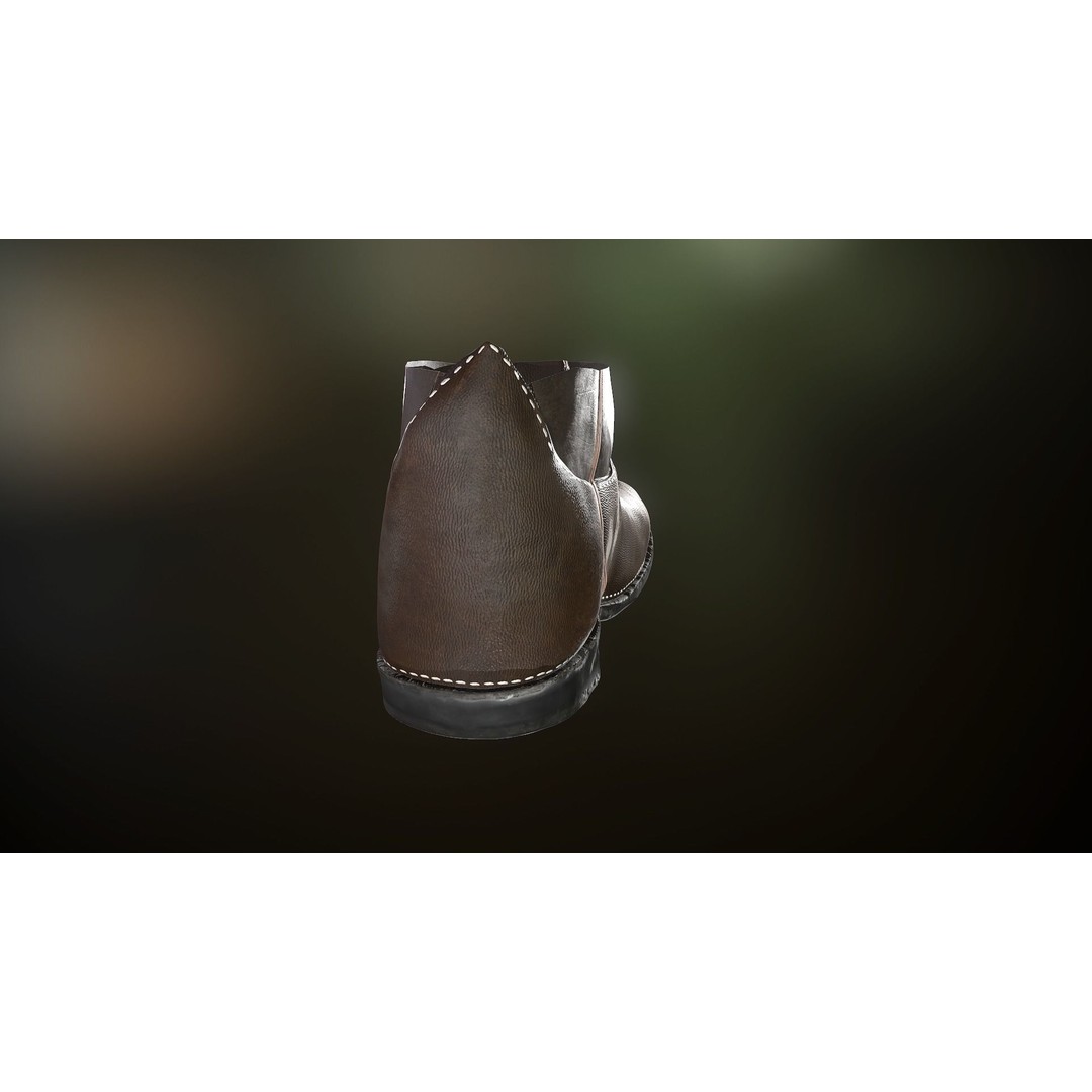 Brown Leather Boots 3D Model – Low Poly PBR Game Asset, FBX, OBJ - View 23