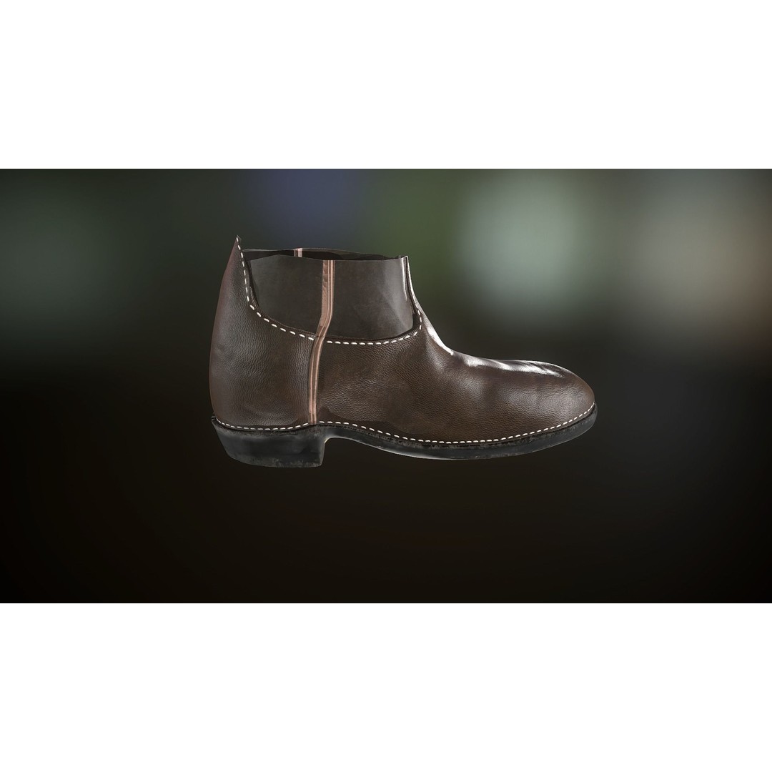 Brown Leather Boots 3D Model – Low Poly PBR Game Asset, FBX, OBJ - View 24
