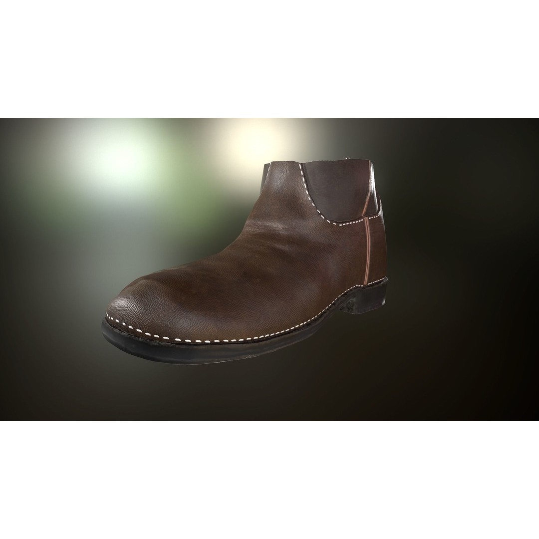 Brown Leather Boots 3D Model – Low Poly PBR Game Asset, FBX, OBJ - View 3