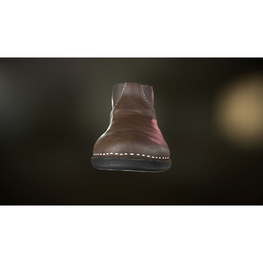 Brown Leather Boots 3D Model – Low Poly PBR Game Asset, FBX, OBJ - View 4