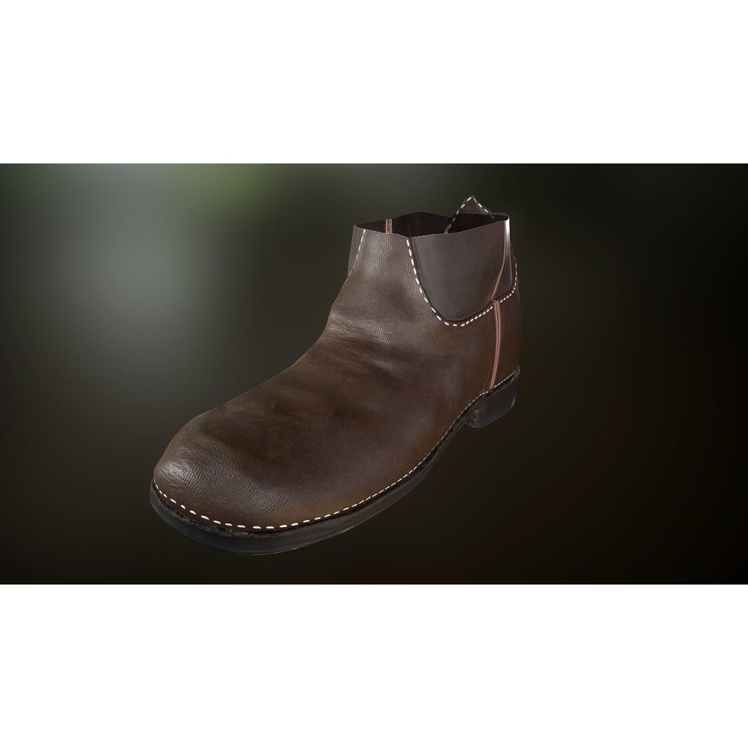 Brown Leather Boots 3D Model – Low Poly PBR Game Asset, FBX, OBJ - View 5