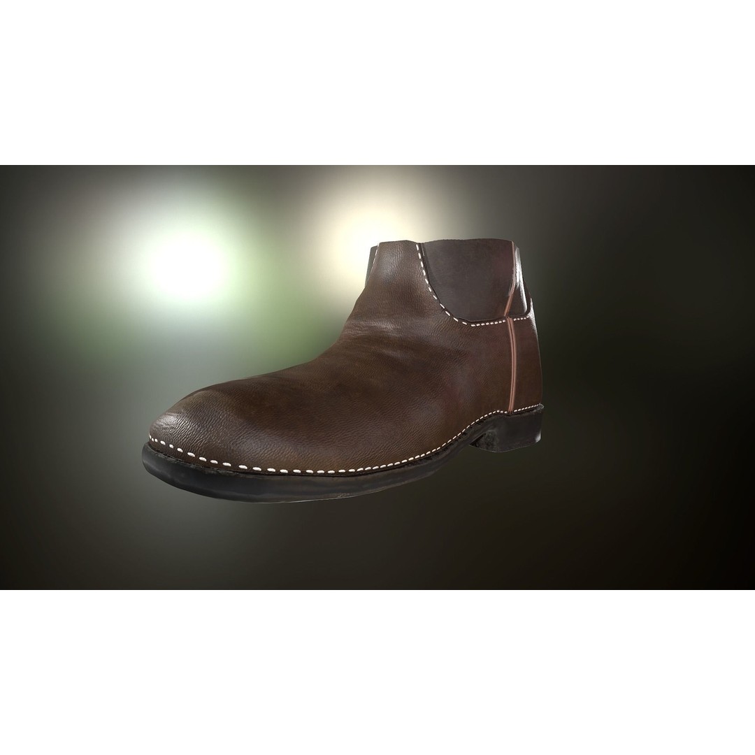 Brown Leather Boots 3D Model – Low Poly PBR Game Asset, FBX, OBJ - View 6