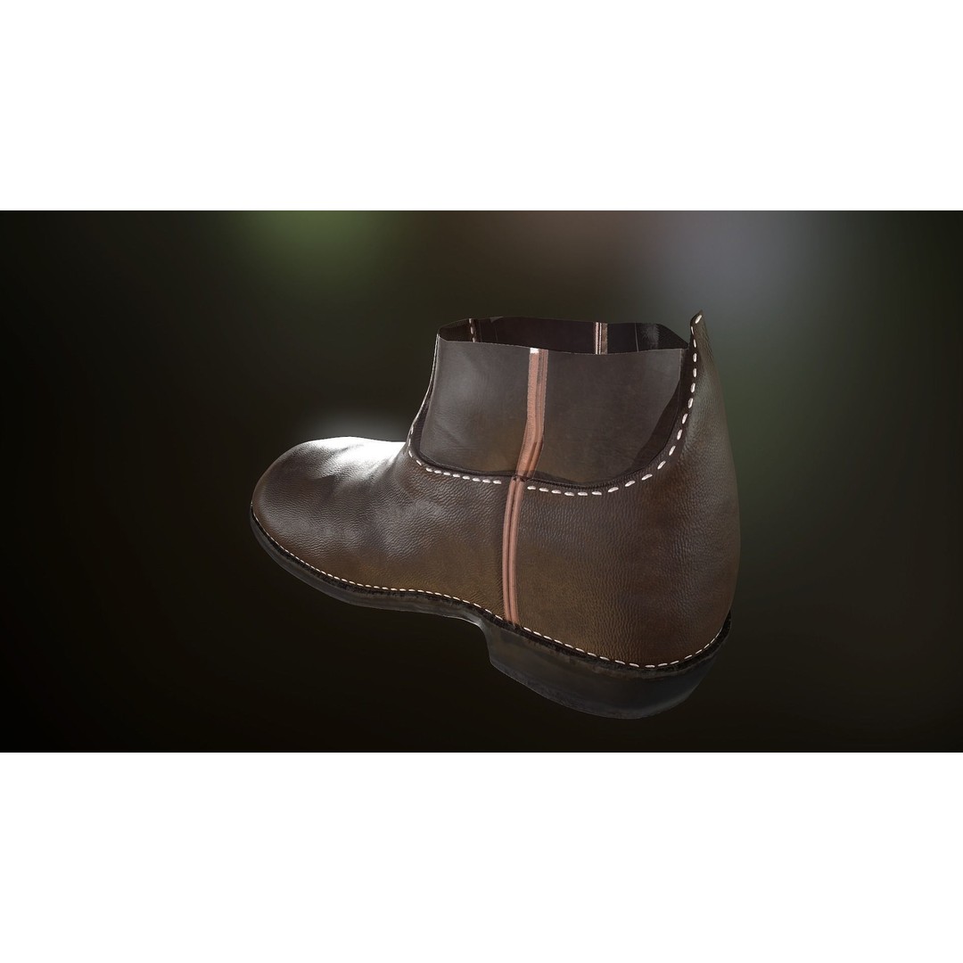 Brown Leather Boots 3D Model – Low Poly PBR Game Asset, FBX, OBJ - View 8