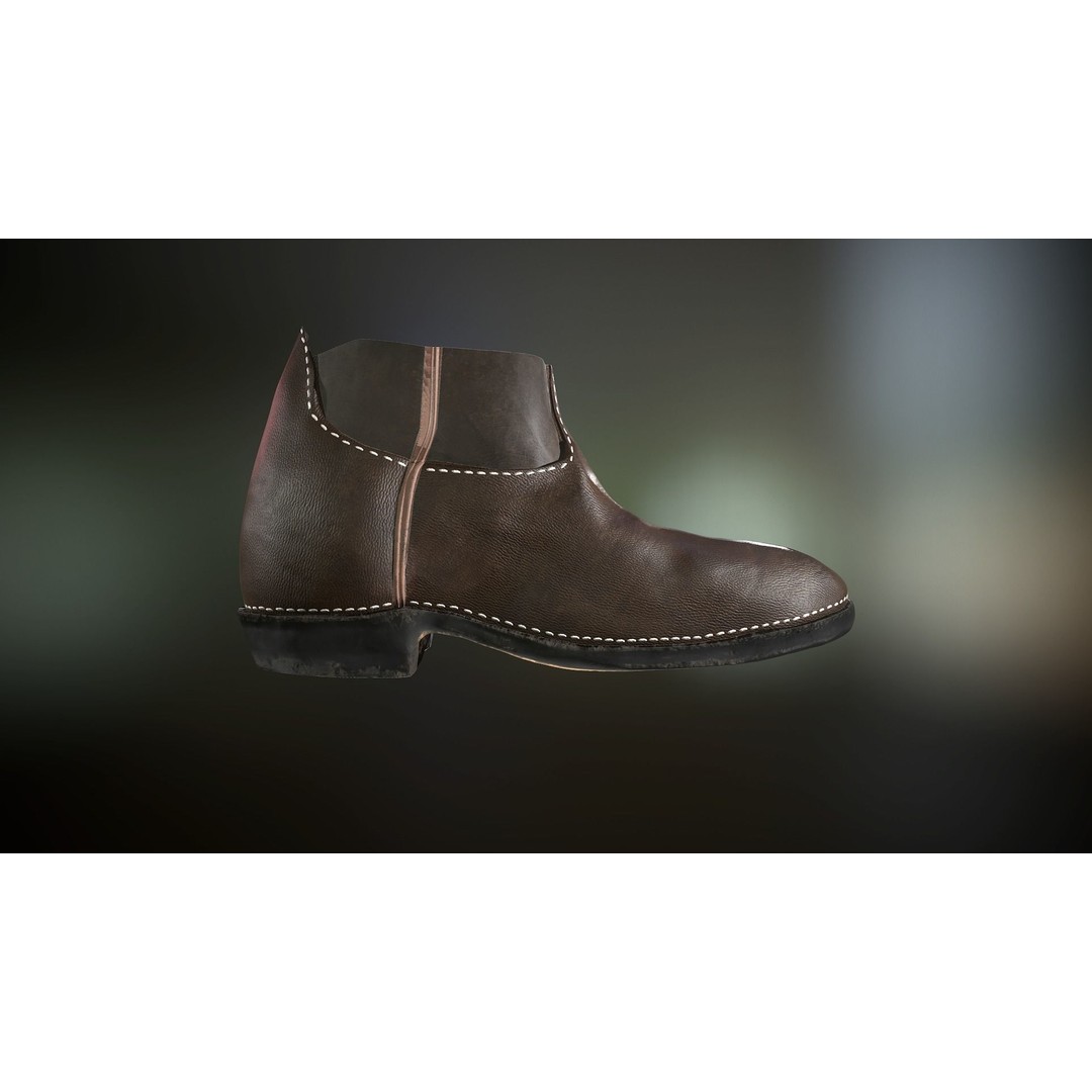 Brown Leather Boots 3D Model – Low Poly PBR Game Asset, FBX, OBJ - View 9