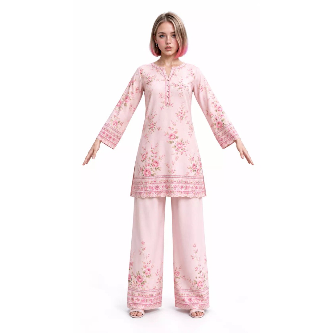 Sapphire Pastel Floral Pink Female Fashion Character 3D Model – Game Ready, Rigged