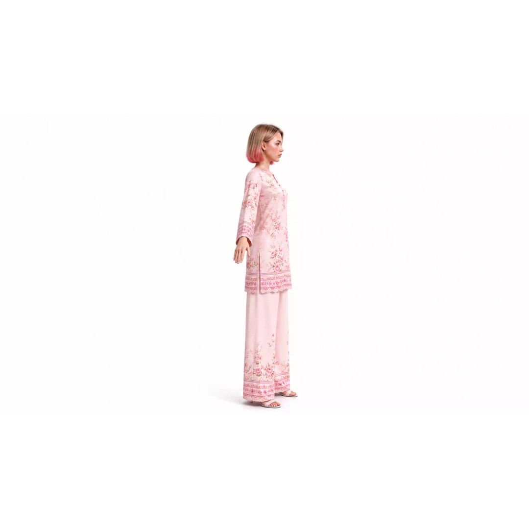 Sapphire Pastel Floral Pink Female Fashion Character 3D Model – Game Ready, Rigged - View 5