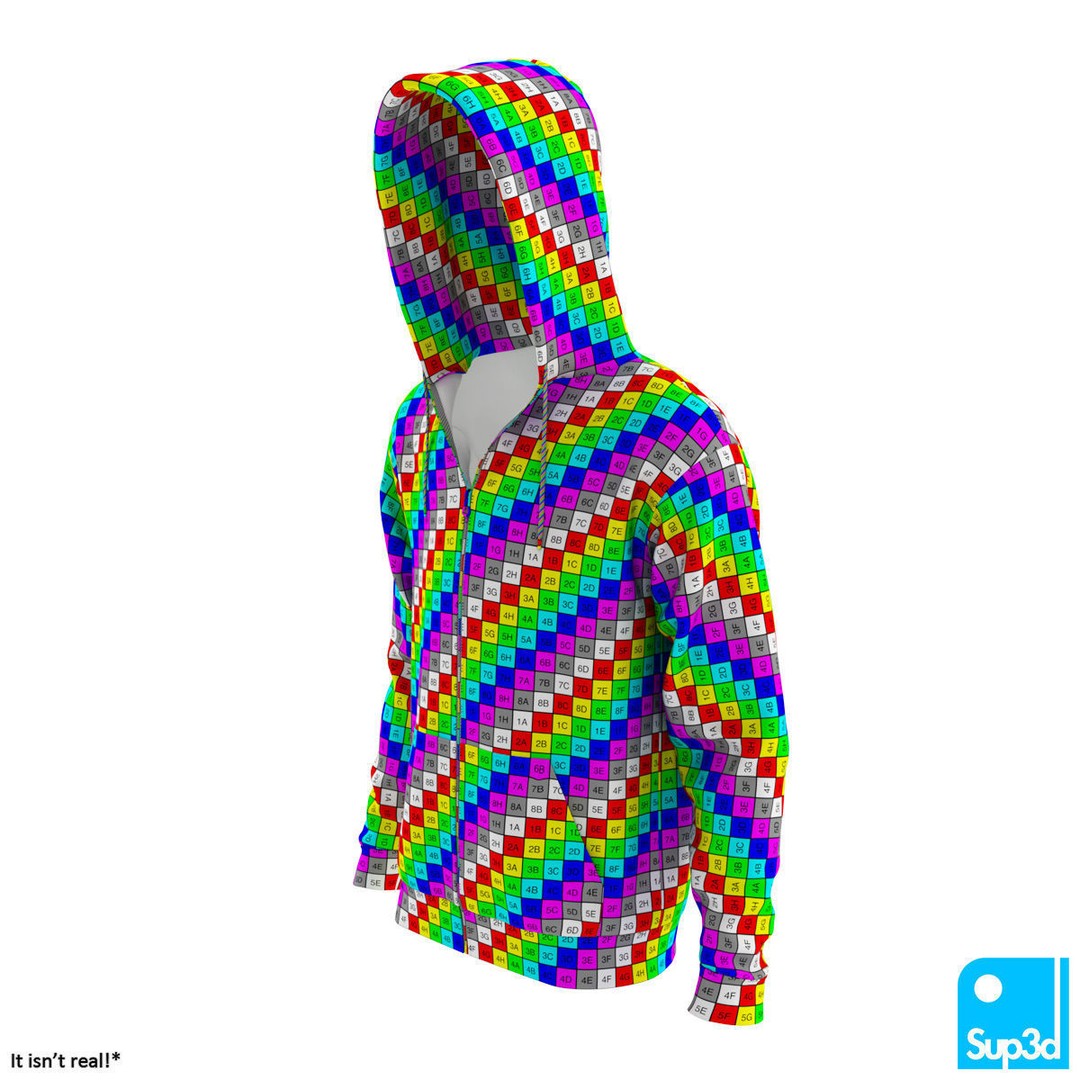 Unisex Zip-Hoodie 3D Model – High Detail Clothing Asset, FBX/OBJ - View 11