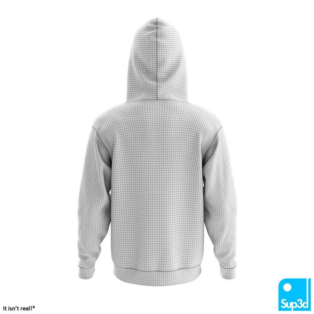Unisex Zip-Hoodie 3D Model – High Detail Clothing Asset, FBX/OBJ - View 15