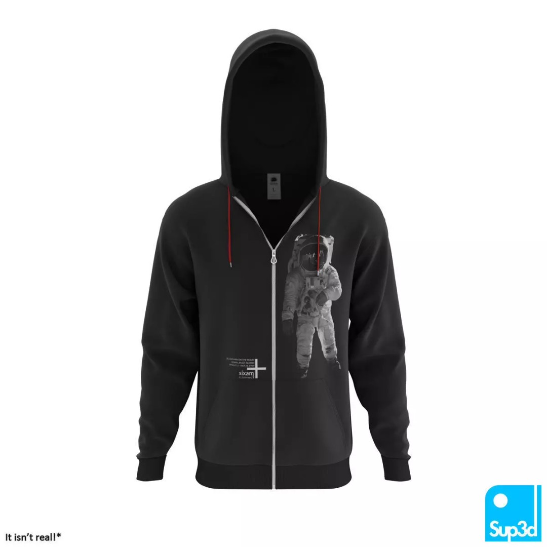 Unisex Zip-Hoodie 3D Model – High Detail Clothing Asset, FBX/OBJ - View 2