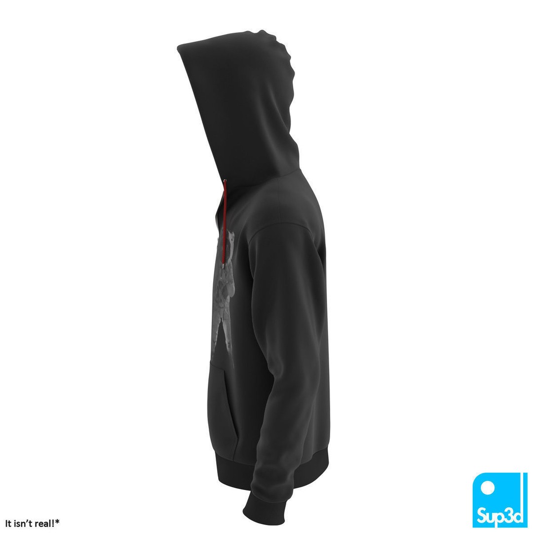 Unisex Zip-Hoodie 3D Model – High Detail Clothing Asset, FBX/OBJ - View 4