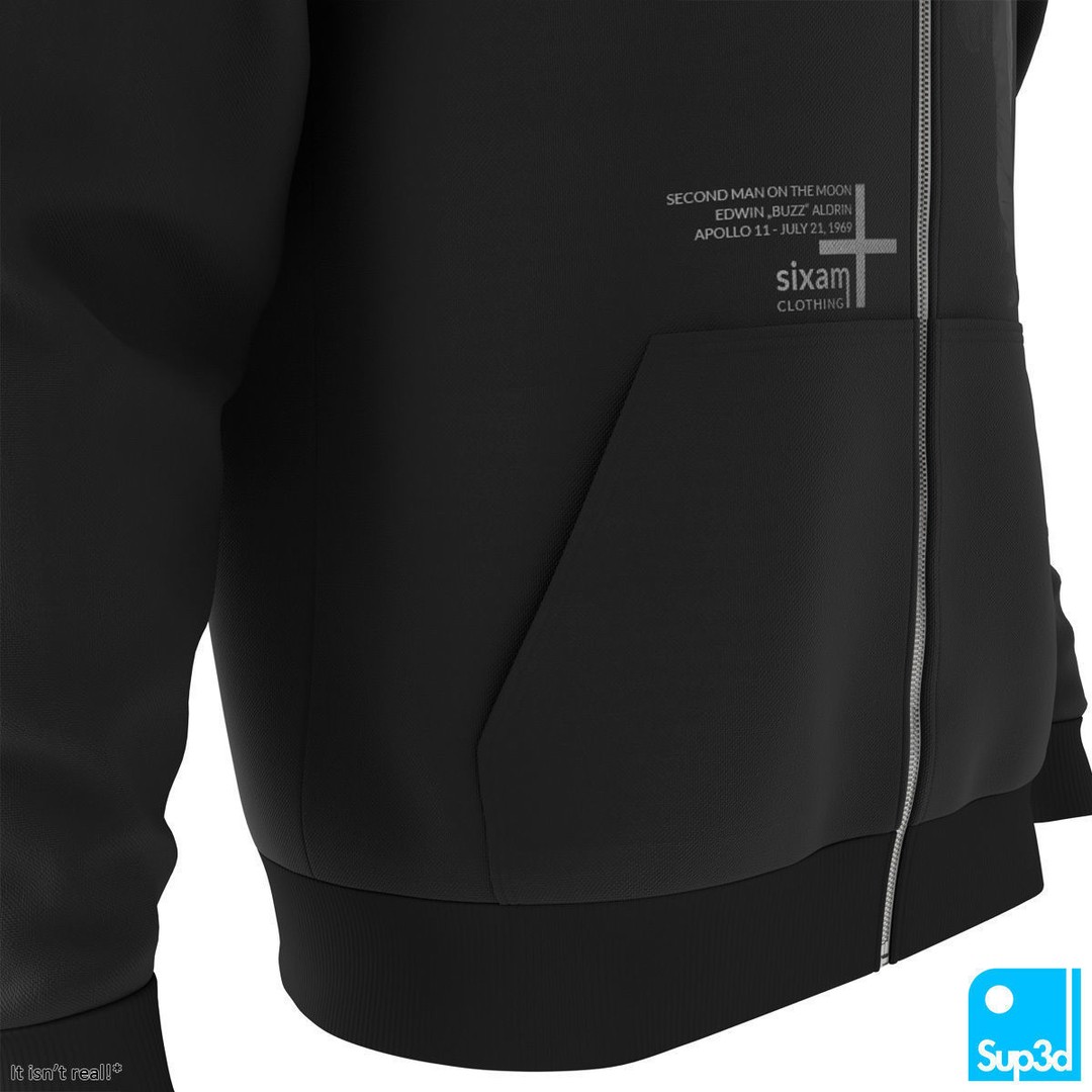 Unisex Zip-Hoodie 3D Model – High Detail Clothing Asset, FBX/OBJ - View 8