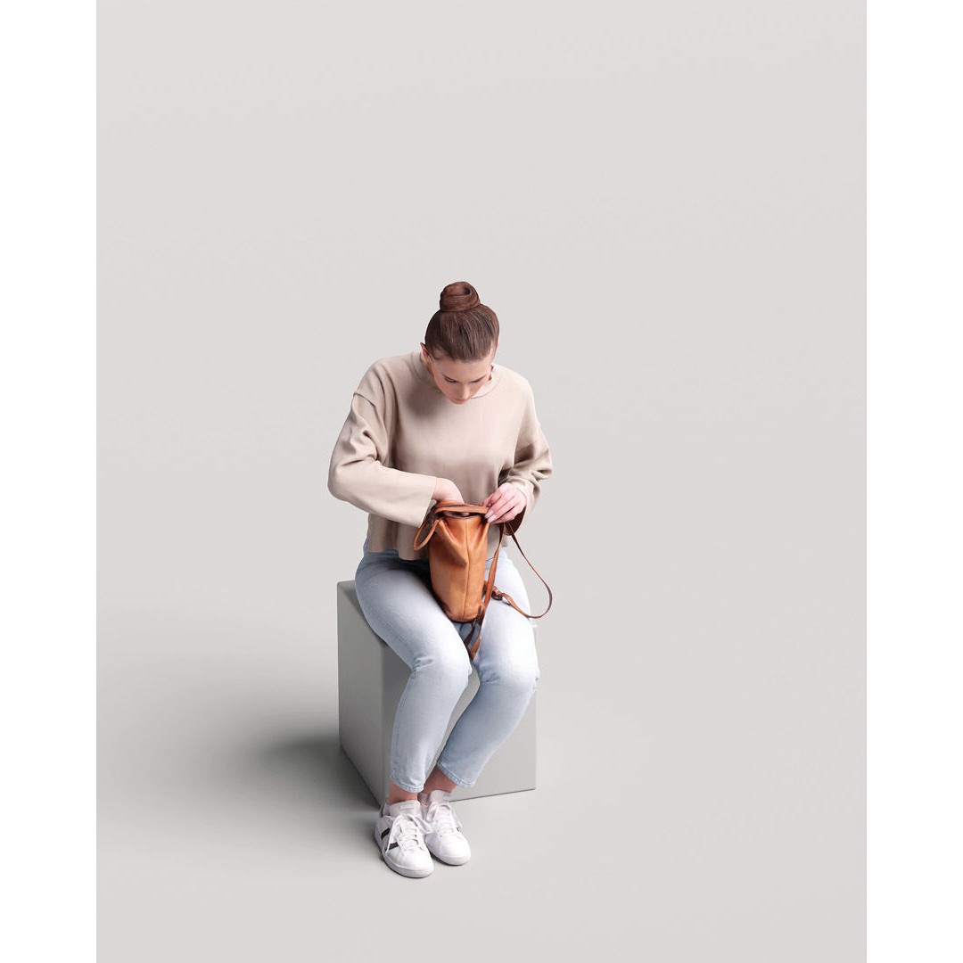 Young Girl 3D Model – Realistic Female Character with Backpack, FBX - View 10
