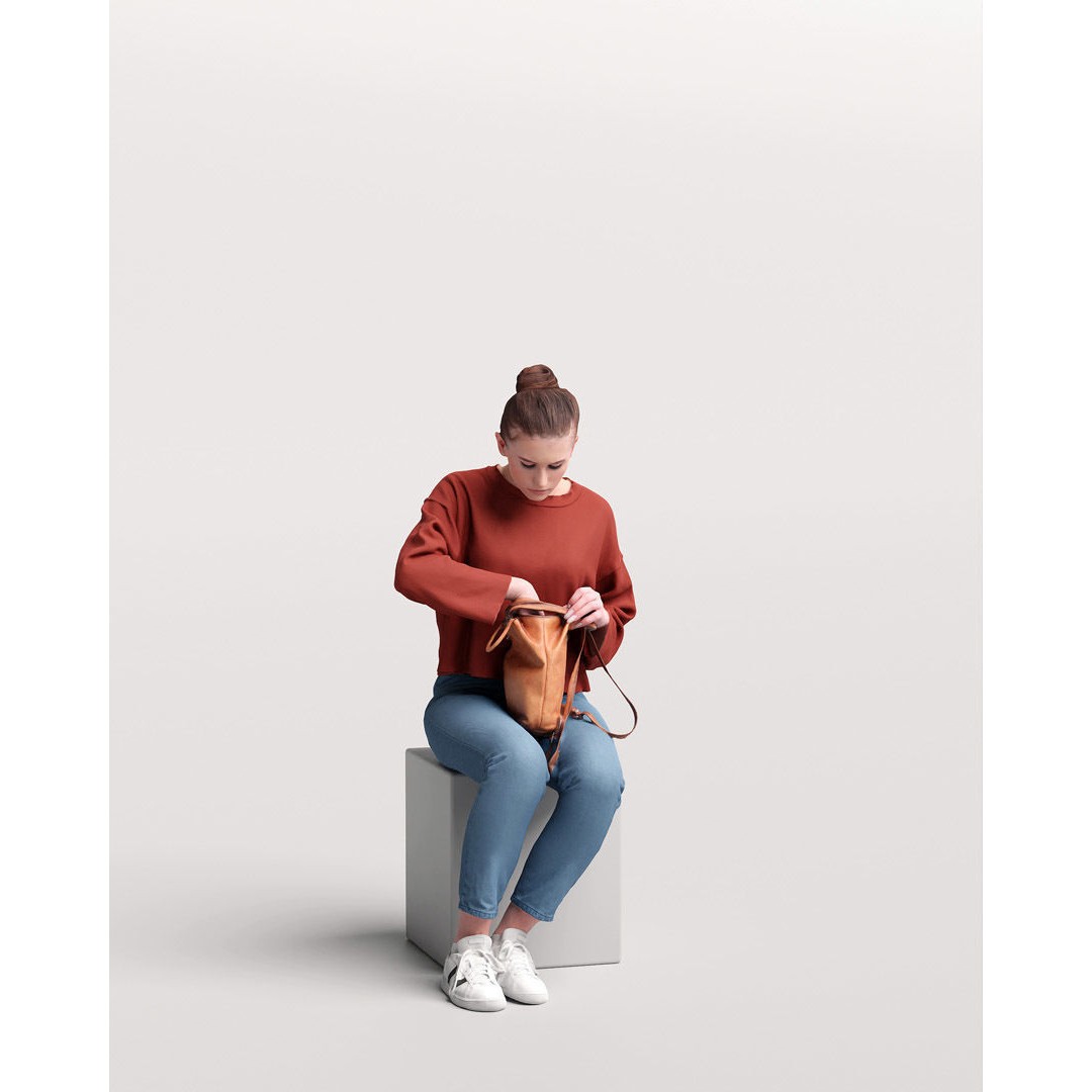 Young Girl 3D Model – Realistic Female Character with Backpack, FBX - View 13
