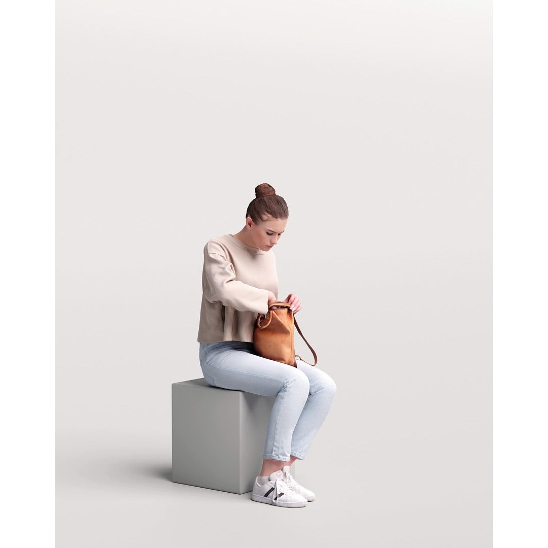Young Girl 3D Model – Realistic Female Character with Backpack, FBX - View 4
