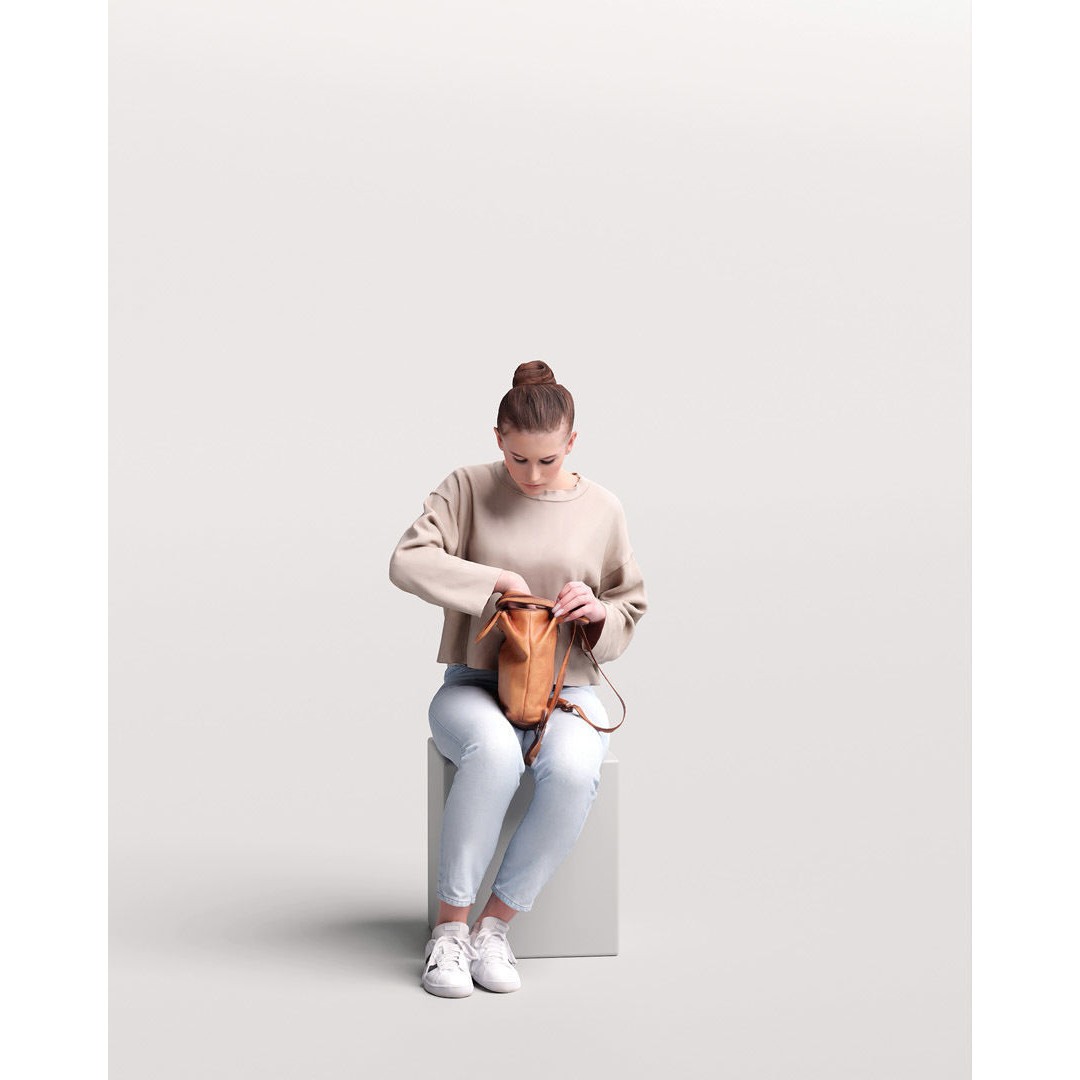 Young Girl 3D Model – Realistic Female Character with Backpack, FBX - View 5