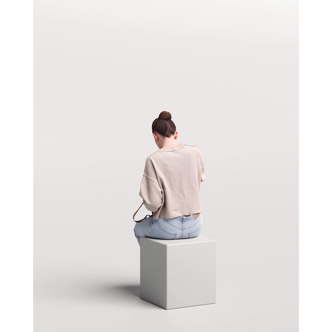 Young Girl 3D Model – Realistic Female Character with Backpack, FBX - View 6
