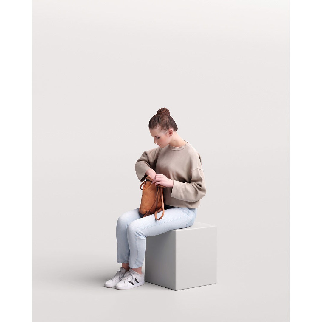 Young Girl 3D Model – Realistic Female Character with Backpack, FBX - View 7