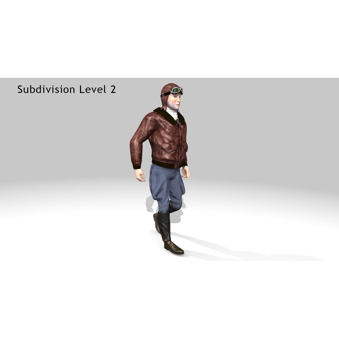 Flyboy Barnstorm Pilot 3D Model – Low Poly Animated Rigged Character
