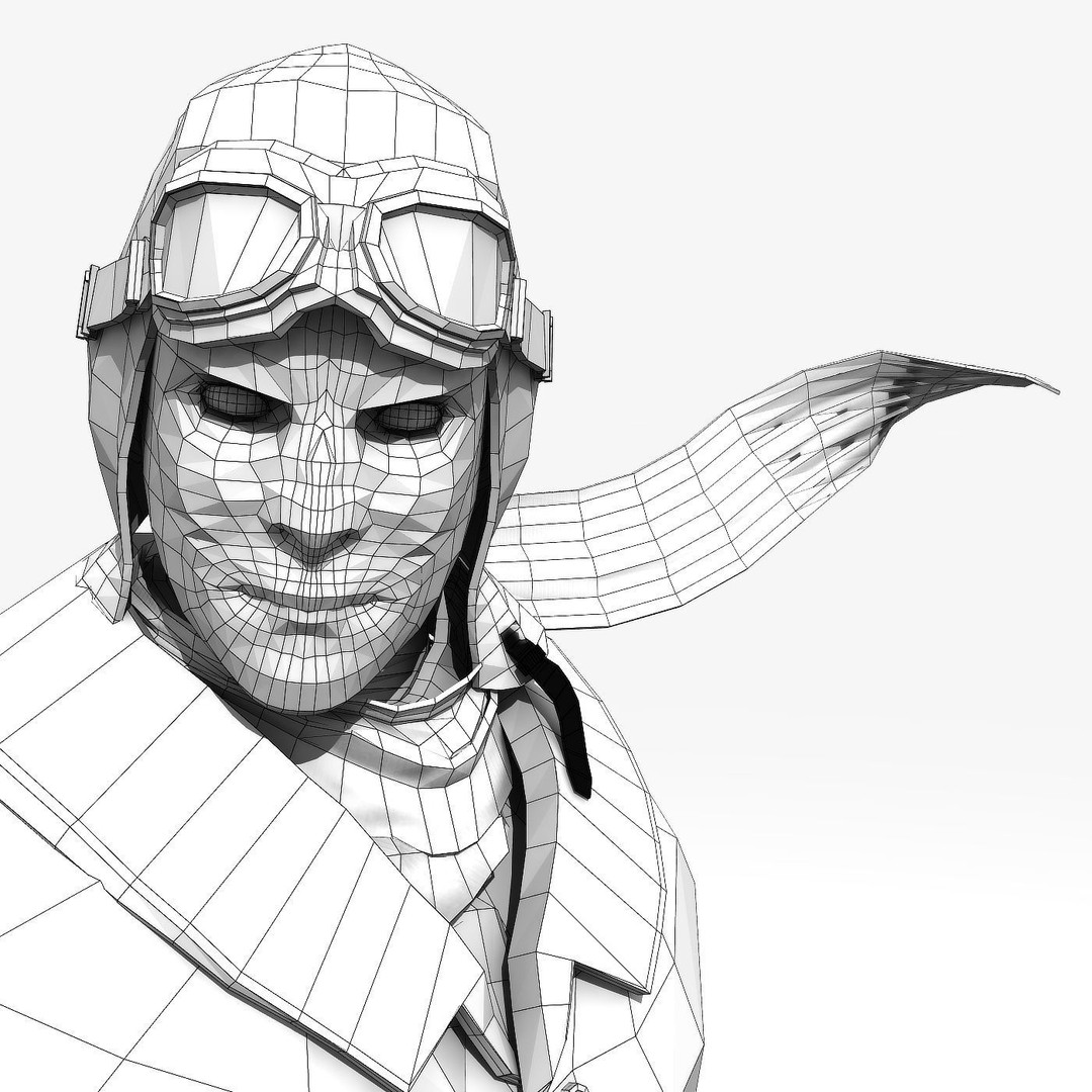 Flyboy Barnstorm Pilot 3D Model – Low Poly Animated Rigged Character - View 10