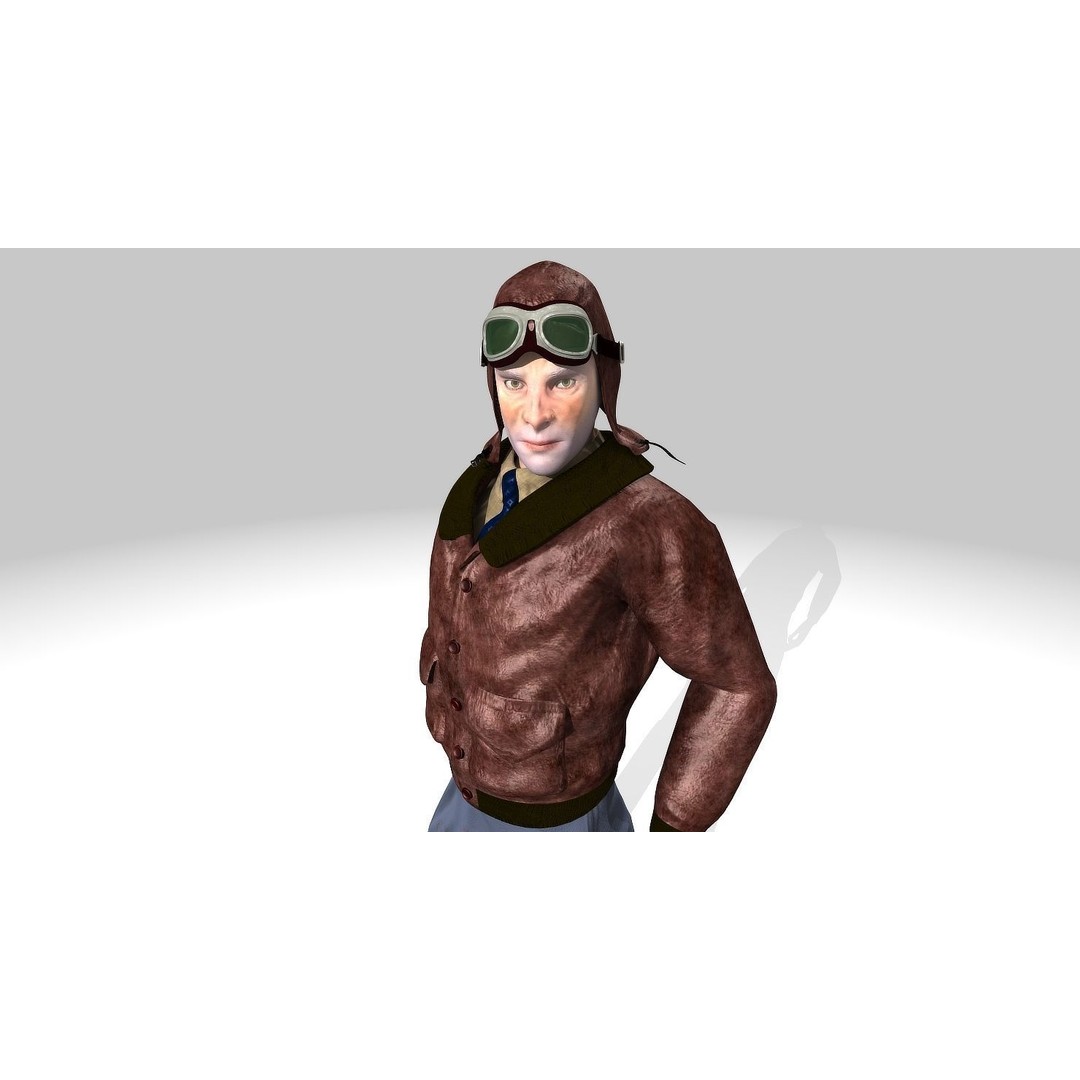 Flyboy Barnstorm Pilot 3D Model – Low Poly Animated Rigged Character - View 11