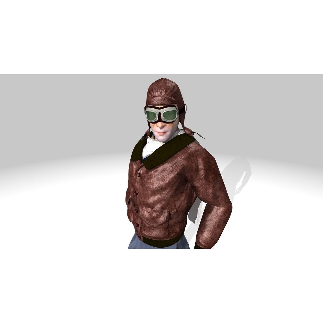 Flyboy Barnstorm Pilot 3D Model – Low Poly Animated Rigged Character - View 13