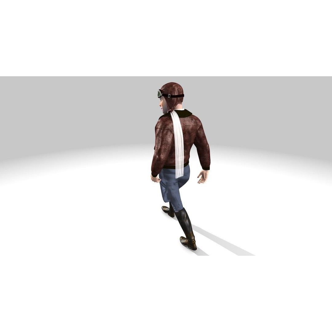 Flyboy Barnstorm Pilot 3D Model – Low Poly Animated Rigged Character - View 15