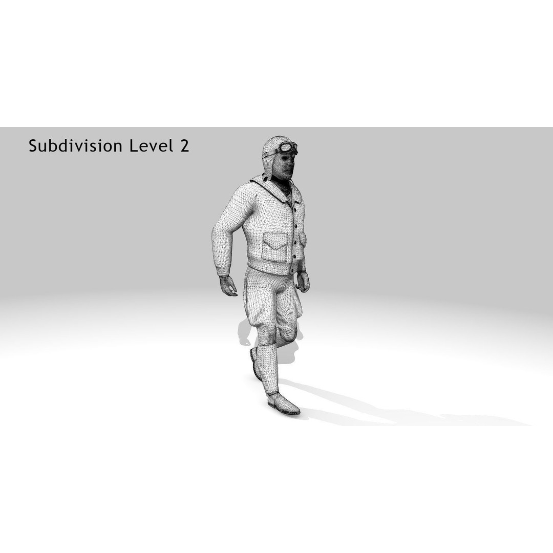 Flyboy Barnstorm Pilot 3D Model – Low Poly Animated Rigged Character - View 16