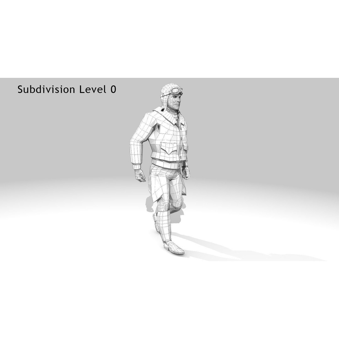 Flyboy Barnstorm Pilot 3D Model – Low Poly Animated Rigged Character - View 17