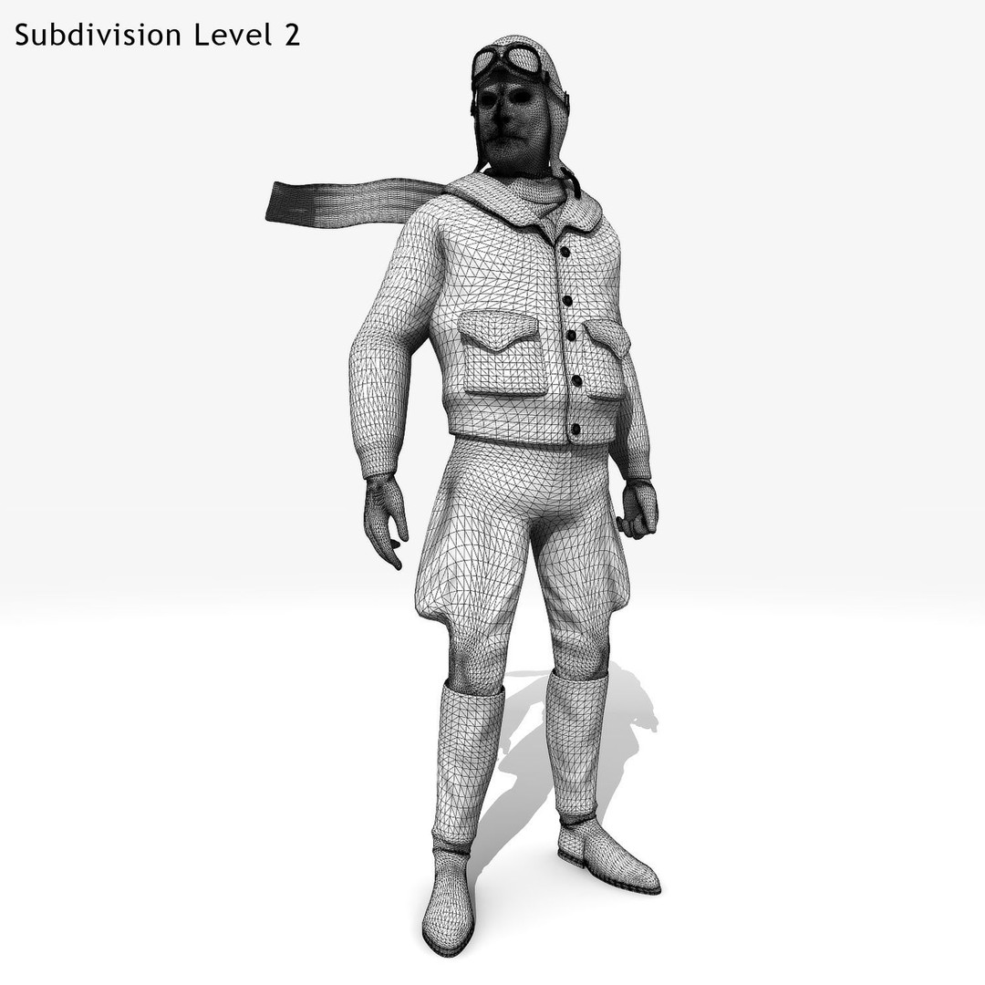 Flyboy Barnstorm Pilot 3D Model – Low Poly Animated Rigged Character - View 3