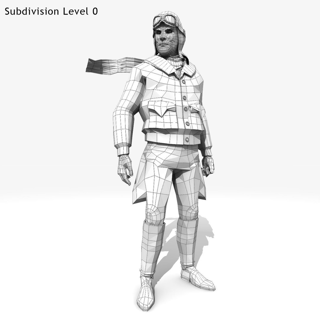 Flyboy Barnstorm Pilot 3D Model – Low Poly Animated Rigged Character - View 4